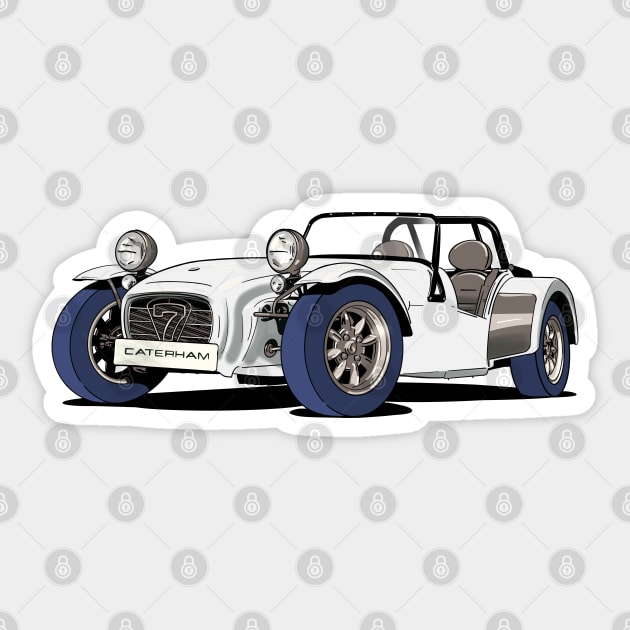 Caterham 7 in white Sticker by Webazoot